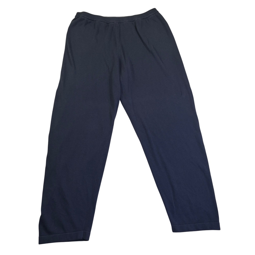 Laura Scott Navy Blue Knit Pull On Pants Straight Leg Cotton Blend Size L